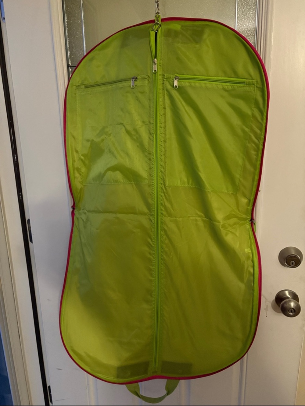 Pink & Lime Polka Dot Travel Garment Bag - Stylish Women’s Carry Case - Picture 3 of 5